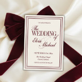 Elegant Script Burgundy Red Formal Wedding  Kaart