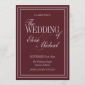 Elegant Script Burgundy Red Formal Wedding  Kaart (Voorkant)
