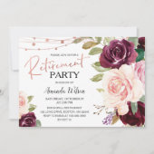 Elegant Script Burgundy Retirement Party Invitatio Kaart (Voorkant)
