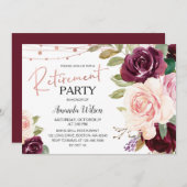 Elegant Script Burgundy Retirement Party Invitatio Kaart (Voorkant / Achterkant)