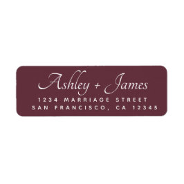 Elegant Script Burgundy Wedding Return Address Etiket
