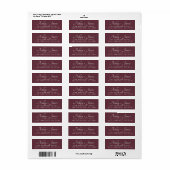 Elegant Script Burgundy Wedding Return Address Etiket (Full Sheet)