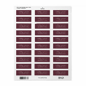 Elegant Script Burgundy Wedding Return Address Etiket (Full Sheet)
