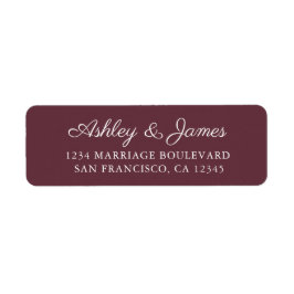 Elegant Script Burgundy Wedding Return Address Etiket