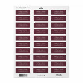 Elegant Script Burgundy Wedding Return Address Etiket (Full Sheet)