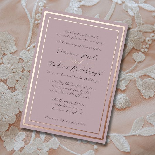 Elegant Script Burnished Lavender 2 Folie Uitnodiging