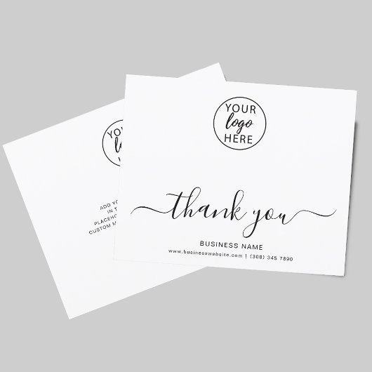 Elegant Script Business Logo Bedankt Card