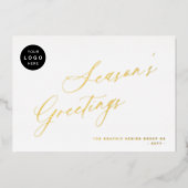 Elegant script business LOGO bedrijfsgoud Folie Feestdagenkaart (Voorkant)