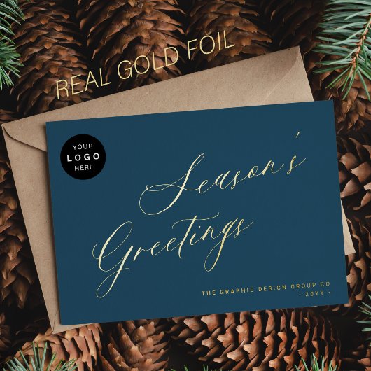 Elegant script business LOGO bedrijfsgoud Folie Feestdagenkaart