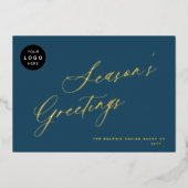 Elegant script business LOGO bedrijfsgoud Folie Feestdagenkaart (Voorkant)