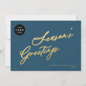 Elegant script business LOGO corporate non-photo Feestdagenkaart (Voorkant)
