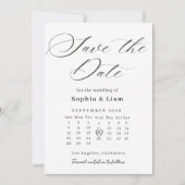 Elegant Script Calendar Save the Date Card Kaart (Voorkant)