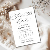 Elegant Script Calendar Save the Date Card Kaart