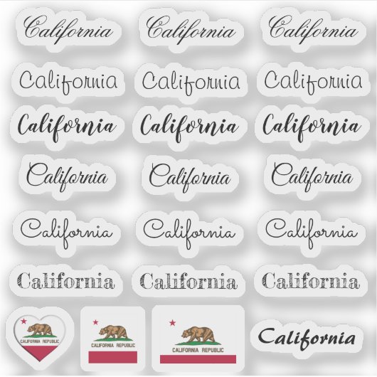 Elegant script California & Flag USA/name Set Sticker (Voorkant)