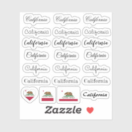 Elegant script California & Flag USA/name Set Sticker