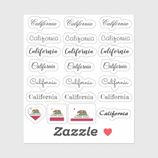 Elegant script California & Flag USA/name Set Sticker (Vel)