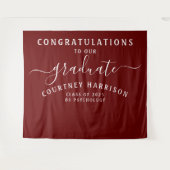 Elegant Script Calligrafie Afstuderen | Maroon Wandkleed (Voorkant (horizontaal))