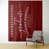 Elegant Script Calligrafie Afstuderen | Maroon Wandkleed (In situ)