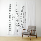 Elegant Script Calligrafie Afstuderen | Wit Wandkleed (In situ)