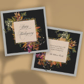 Elegant Script Calligrafie Floral Thanksgiving Feestdagenkaart