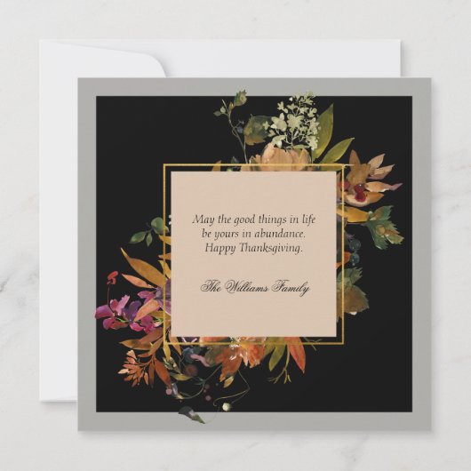 Elegant Script Calligrafie Floral Thanksgiving Feestdagenkaart (Achterkant)