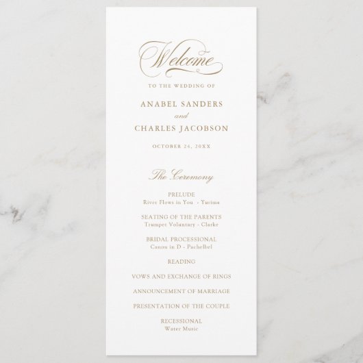 Elegant Script Calligrafie Huwelijksprogramma Programmakaart (Voorkant)