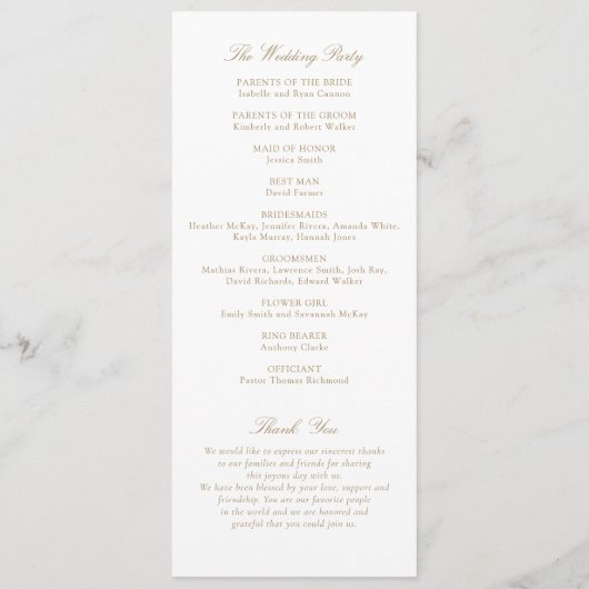 Elegant Script Calligrafie Huwelijksprogramma Programmakaart (Achterkant)