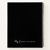 Elegant Script Calligrafie Monogram Zwart Notitieboek (Achterkant)