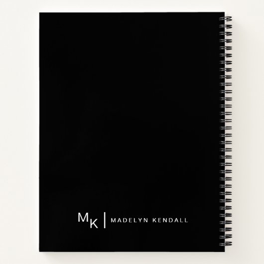 Elegant Script Calligrafie Monogram Zwart Notitieboek (Achterkant)