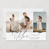 Elegant Script Calligraphy 3 Fotocollage Trouwen Bedankkaart (Voorkant)