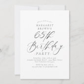 Elegant Script Calligraphy 65th Birthday Party Kaart (Voorkant)