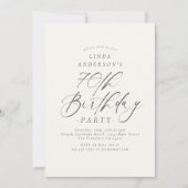 Elegant Script Calligraphy 70th Birthday Party Kaart (Voorkant)