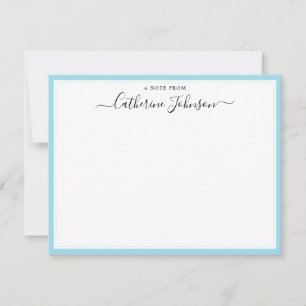 Elegant Script Calligraphy A Note from Baby Blue Notitiekaartje