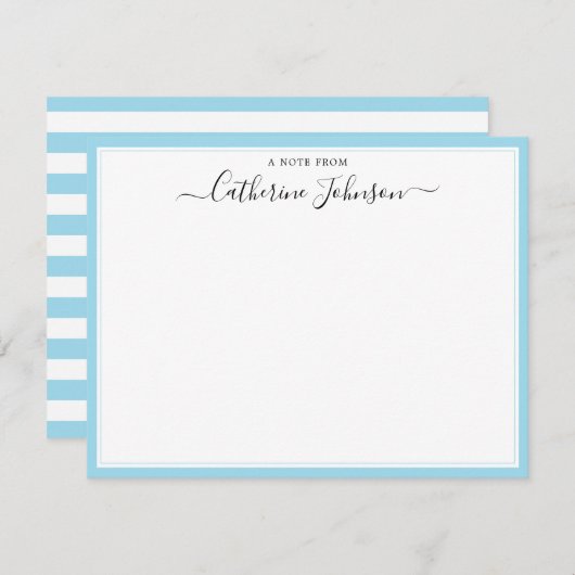 Elegant Script Calligraphy A Note from Baby Blue Notitiekaartje (Voorkant / Achterkant)