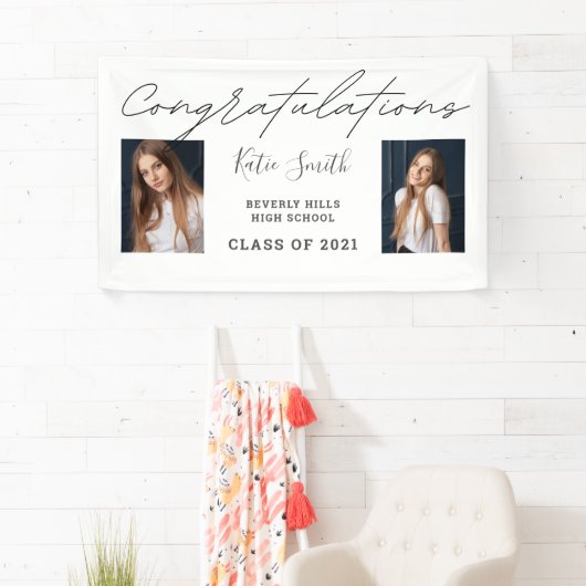 Elegant Script Calligraphy Afstuderen 2 Foto Spandoek (Insitu)