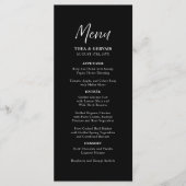 Elegant Script Calligraphy Black Wedding Menu (Voorkant)