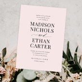 Elegant Script Calligraphy Blush Pink Wedding Kaart