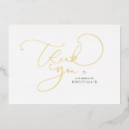 Elegant Script Calligraphy Bridesmaid Bedankt Folie Uitnodiging