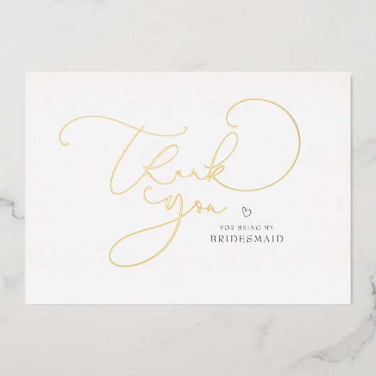 Elegant Script Calligraphy Bridesmaid Bedankt Folie Uitnodiging (Voorkant)