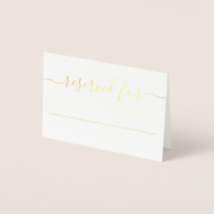 Elegant Script Calligraphy Gold Foil Wedding Place Folie Kaarten