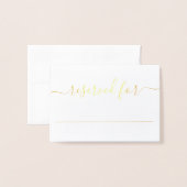 Elegant Script Calligraphy Gold Foil Wedding Place Folie Kaarten (Voorkant met envelop)