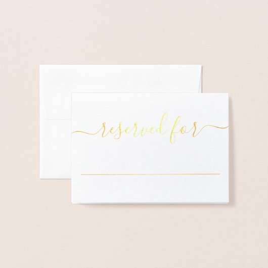 Elegant Script Calligraphy Gold Foil Wedding Place Folie Kaarten (Voorkant met envelop)