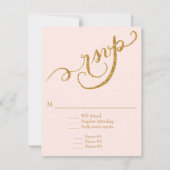 Elegant Script Calligraphy Gold Glitter Wedding RSVP Kaartje (Voorkant)