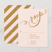 Elegant Script Calligraphy Gold Glitter Wedding RSVP Kaartje (Voorkant / Achterkant)