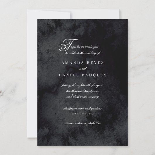 Elegant Script Calligraphy Gothic Wedding Kaart (Voorkant)