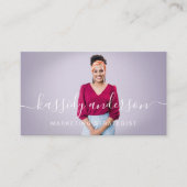 Elegant Script Calligraphy Logo Business Foto Visitekaartje (Voorkant)