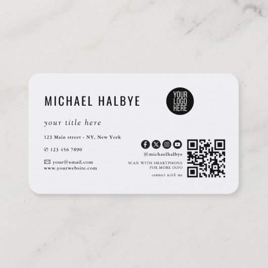 Elegant Script Calligraphy Modern LogoProfessional Visitekaartje (Achterkant)