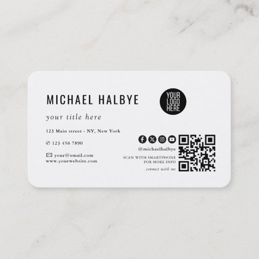 Elegant Script Calligraphy Modern LogoProfessional Visitekaartje (Achterkant)