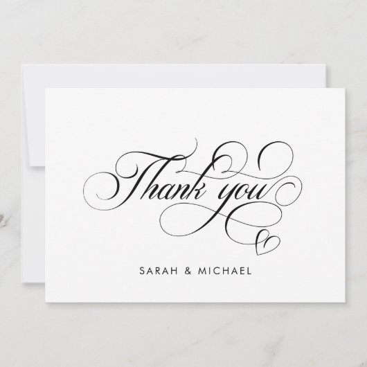 Elegant Script Calligraphy Modern Wedding Names Bedankkaart (Voorkant)