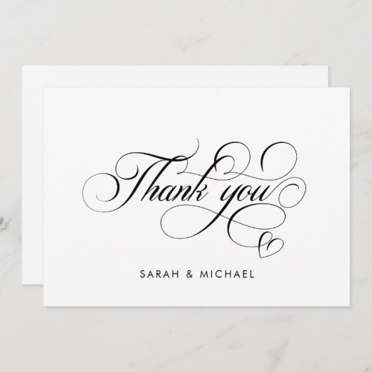 Elegant Script Calligraphy Modern Wedding Names  Bedankkaart (Voorkant / Achterkant)